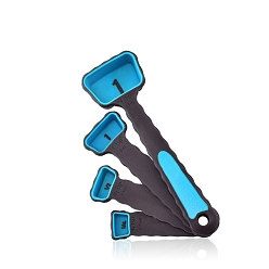 Темно-Голубой Набор силиконовых мерных ложек, инструмент для выпечки, глубокое синее небо, 75~145x22~43 мм, 4 шт / комплект