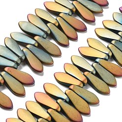 Rainbow Plated Electroplate Glass Beads Strands, Teardrop, Rainbow Plated, 16x6x3mm, Hole: 0.8mm, about 200pcs/strand, 24.80''(63cm)