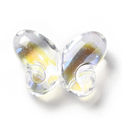 Clear AB Transparent Baking Paint Glass Beads, with Glitter Powder, Butterfly, Clear AB, 10x14x5.5mm, Hole: 1mm