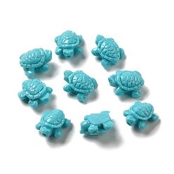 Medium Turquoise Opaque Resin Beads, Tortoise, Medium Turquoise, 9.5x8x4.5mm, Hole: 1mm