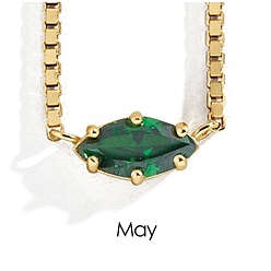 Green Birthstone Style Cubin Zircon Horse Eye Pendant Necklace, with Golden Stainless Steel Box Chains, Green, 15.75 inch(40cm)