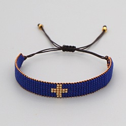 MI-B200258C Minimalist Ethnic Style Handmade Miyuki Beaded Cross Bracelet for Couples