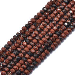 Mahogany Obsidian Natural Mahogany Obsidian Beads Strands, Faceted, Rondelle, 6x4mm, Hole: 1mm, about 85~90pcs/strand, 15.55 inch(39.5cm)