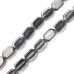 Gray Electroplate Glass Beads Strands, Pearl Luster Plated, Oval, Gray, 9.5x6.5x3.5mm, Hole: 0.9mm, about 78Pcs/strand, 25.59 inch(65cm)