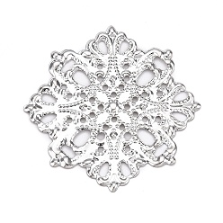 Платина Железа филигранной столяры, гравированные металлические украшения, цветок, платина, 44x44x1 мм, отверстие : 1.4 мм