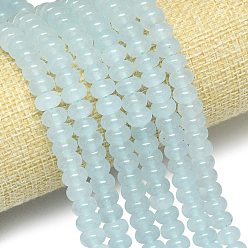 Light Blue Natural Malaysia Jade Beads Strands, Dyed & Heated, Rondelle, Light Blue, 8~8.5x4.5~5.5mm, Hole: 0.9~1mm, about 74~76pcs/strand, 15.08''~15.35''(38.3~39cm)