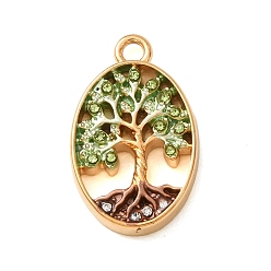 Golden 304 Edelstahl Strass Anhänger, Baum des Lebens Reize, mit Emaille, golden, 21x13x3.5 mm, Bohrung: 2 mm