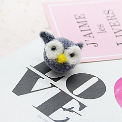 Slate Gray Owl Handmade Wool Felt Ornament Accessories, for DIY Children Hair Tie, Slate Gray, 30x30mm