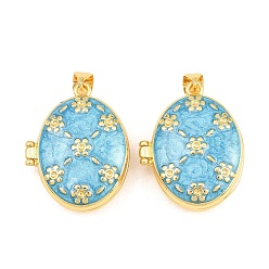 Синий Латунные подвески, с эмалью, без кадмия и без свинца, реальный 18 k позолоченный, стойки покрытие, долговечный, овальные амулеты, синие, 26.5x21x9 мм, отверстие : 3x5 мм