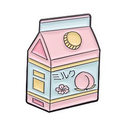 xz8654 Cute Cartoon Milk Box Creative Design Clothing Backpack Accessories Brooch Alloy Enamel Badge.