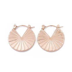 Розовое Золото 304 Плоские круглые толстые серьги-кольца из нержавеющей стали для женщин с ионным покрытием (IP), розовое золото , 21x20x2 мм, штифты : 0.7 мм