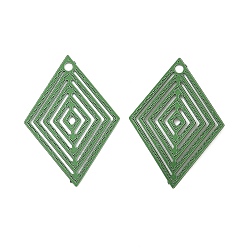 Зеленый лайм Аэрозольная краска 430 подвески из нержавеющей стали, ромб, зеленый лайм, 19x13.5x0.3 мм, отверстие : 1 мм