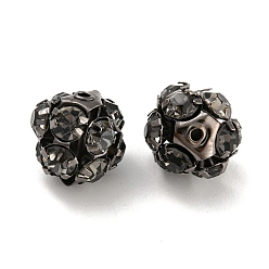 Black Diamond Gunmetal Brass Rhinestone Beads, Round, Black Diamond, 11x12x11.5mm, Hole: 1.2mm