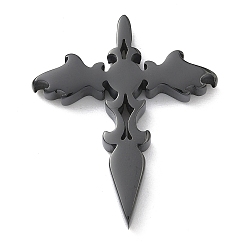 Черный Пасхальные 304 кулоны из нержавеющей стали, крест прелести, ионное покрытие (ip), чёрные, 30.5x26.5x4.5 мм, отверстие : 3.5 мм