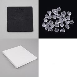 Черный 200 шт. квадратные бумажные карточки для демонстрации сережек, с 200 пластиковыми ушными гайками, чёрные, карта: 5x5x0.05 см