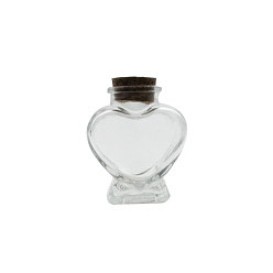 Clair Bouteille en verre de coeur pour les conteneurs de perles, avec bouchon en liège, souhaitant bouteille, clair, 6.3x7.8 cm, capacité: 50 ml (1.69 fl. oz)