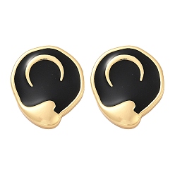 Черный 304 серьги из нержавеющей стали эмаль, луна с сердцем, реальный 18 k позолоченный, вакуумное покрытие pvd, чёрные, 20x17.5 мм