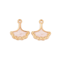 Белый Свет позолоченные сплава горный хрусталь эмаль настройки подвесные, без кадмия и без свинца, очарование листьев гинкго, белые, пригодный для стразов 1 мм, 17.5x15.5x1.5 мм, отверстие : 2 мм