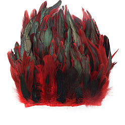 Красный Отделка бахромы из петушиных перьев, аксессуары для костюма, окрашенные, красные, 5~7 дюйм (127~178 мм), около 10.94 ярдов (10 м) / мешок