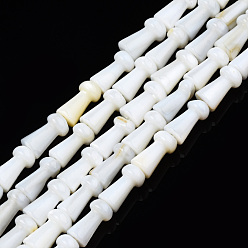 Freshwater Shell Natural Freshwater Shell Beads Strands, Mushroom, 8x4mm, Hole: 1mm, about 49~50pcs/strand, 14.69 inch~15.09 inch(37.3~38.3cm)