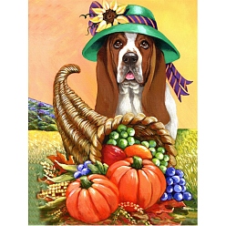 Dog DIY Thanksgiving Day Animal Pattern 5D Diamond Painting Kits, including Resin Rhinestones, Diamond Sticky Pen, Tray Plate and Glue Clay, Dog, 400x300mm
