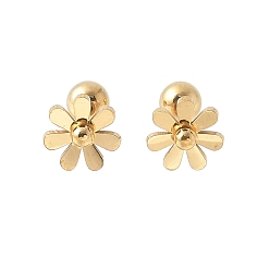 Oro 304 de acero inoxidable aretes, Margarita, dorado, 7x7 mm