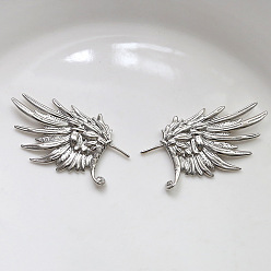 Platinum Brass Head Pins, for Ghost Witch Baroque Pearl Making, Angel Wing, Platinum, 24x37mm
