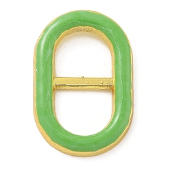 Зеленый лайм Стойка покрытие латунь эмаль овальное соединительное кольцо, реальный 18 k позолоченный, долговечный, без кадмия и без свинца, зеленый лайм, 14.5x22x3 мм, внутренний диаметр: 8.5x7 мм