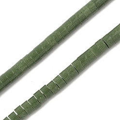 Темно-оливково-зеленый Нити бусин из искусственного камня лавы ручной работы, колонка, яркие глазированный фарфор, темно-оливковый зеленый, 4x2~2.5 мм, отверстие : 0.6 мм, около 155~157 шт / нитка, 14.96~15.16'' (38~38.5 см)