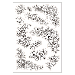Flower PVC Plastic Stamps, for DIY Scrapbooking, Photo Album Decorative, Cards Making, Stamp Sheets, Flower Pattern, 16x11x0.3cm