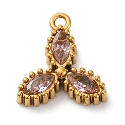 Бледно-Розовый Ионное покрытие (IP) 304 подвески из циркония из нержавеющей стали, реальный 18 k позолоченный, розовый жемчуг, 11.5x10.5x2.5 мм, отверстие : 1.2 мм