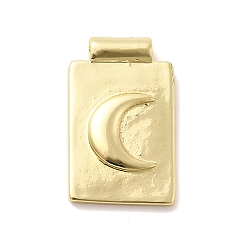 Луна Латунные подвески, прямоугольник амулеты, без кадмия и без свинца, стойки покрытие, долговечный, реальный 18 k позолоченный, луна, 18.5x11.5x3 мм, отверстие : 1.6 мм