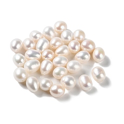 WhiteSmoke Natural Cultured Freshwater Pearl Beads, Half Drilled, Rice, Grade 5A, WhiteSmoke, 9~11x8~9mm, Hole: 0.9mm