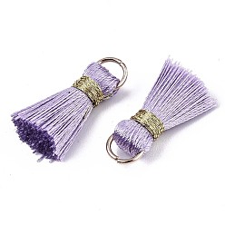 Orchid Handmade Polycotton(Polyester Cotton) Tassel Decorations, Pendant Decorations, with Golden Iron Loops, Orchid, 17~21x10x5mm, Jump Ring: 6x0.7mm, Inner Diameter: 4.6mm