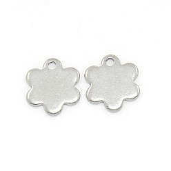 Stainless Steel Color Trendy 304 Stainless Steel Flower Pendants, Stainless Steel Color, 9x8x0.9mm, Hole: 1mm