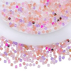 Pink 2 сумки с имитацией искусственных хрустальных бусин, граненый куб, разнообразные, розовые, 3x3x3 мм, отверстие : 0.9 мм, около 100 шт / упаковка