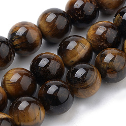 Tiger Eye Natural Tiger Eye Beads Strands, Round, 6mm, Hole: 1mm, about 70pcs/strand, 15.7 inch
