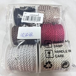 (52) Непрозрачная лаванда 6 рулоны 6 цветной шнур из полиэстера, витой шнур, разноцветные, 5 мм, около 4.37 ярдов (4 м) / рулон, 1 рулон / цвет