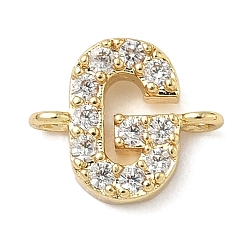 Letter G Подвески-буквы с микропаве из латуни и прозрачными кубическими циркониями, реальный 18 k позолоченный, стойки покрытие, без кадмия и без свинца, долговечный, Буква G, 8.5~9.5x6.5~12.5x2.5 мм, отверстие : 1.2 мм