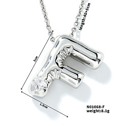 Letter F Ожерелья с подвеской в форме буквы из латуни, прозрачный кубический цирконий, ожерелья в стиле хип-хоп, платина, Буква F, 15.75 дюйм (40 см)