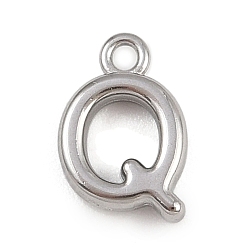 Letter Q Латунь прелести, стойки покрытие, долговечный, без кадмия и без свинца, платина, Буква Q, 9.5x6.5x2 мм, отверстие : 1.2 мм