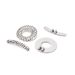Antique Silver Tibetan Style Alloy Toggle Clasps, Cadmium Free & Nickel Free & Lead Free, Donut, Antique Silver, 31mm, Hole: 1.5mm