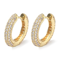 Прозрачный Латунные микро проложить серьги обруча кубического циркония, без кадмия и без свинца, долговечный, стойки покрытие, реальный 18 k позолоченный, прозрачные, 16.5x17x3.5 мм