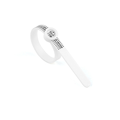 White Plastic EU Ring Sizer Measuring Tool, Finger Measuring Belt with Magnifying Glass, White, 11.5x0.5x0.2cm