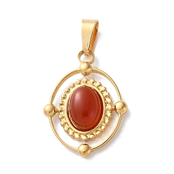 Красный Агат Природные сердолик подвески, с 304 вывод из нержавеющей стали, ионное покрытие (ip), покрасил и подогрел, овальные, 21x16.5x5~5.5 мм, отверстие : 5.5x3 мм