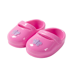 Hot Pink Plastic Doll Flat Shoes, with Butterfly, for 18 "American Girl Dolls Accessories, Hot Pink, 70x40x25mm