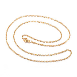 Golden 304 Stainless Steel Rolo Chains Necklaces, Golden, 23.62 inch(60cm), 2mm