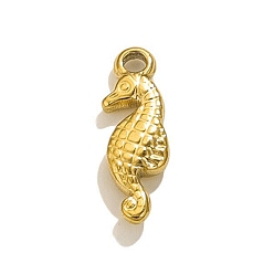 Sea Horse Подвески из нержавеющей стали 304, реальный 18 k позолоченный, морской конек, 16x5x2.5 мм, отверстие : 1.4 мм