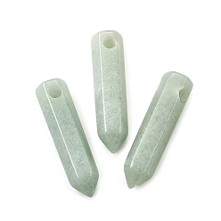 Зеленый Авантюрин Натуральный зеленый авантюрин отметил кулоны, подвески с гранеными пулями, 40~41x10.5x9.5 мм, отверстие : 3 мм
