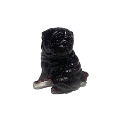 Garnet Resin Dog Figurines, with Natural Garnet Chips inside Statues for Home Office Decorations, 50x35x55mm